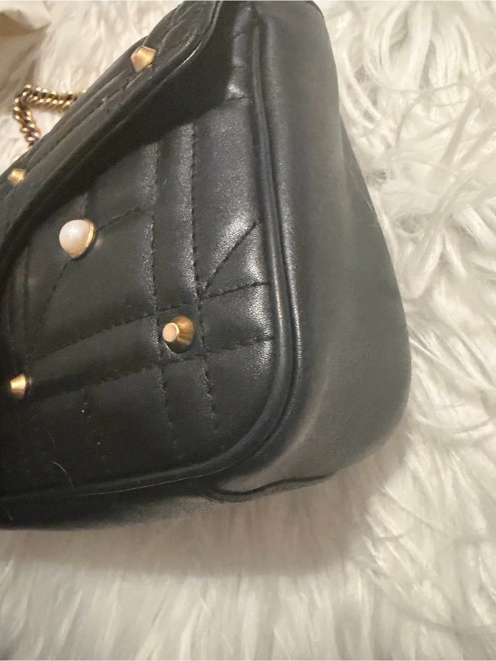 💗 Gucci GG Marmont Pearly Small Black Matelasse Leather Shoulder Bag Limited Ed - Picture 5 of 16